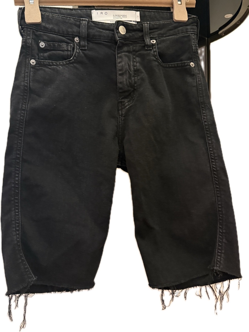 IRO Black Women's Cut-Off Denim Shorts